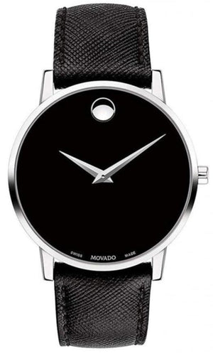 Movado Museum Classic Black Dial Black Leather Strap Watch for Men - 0607194 Authentic Buy Shop Now