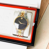 Movado Museum Classic Black Dial Two Tone Steel Strap Watch for Men - 0607200 Authentic Buy Shop Now