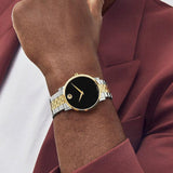 Movado Museum Classic Black Dial Two Tone Steel Strap Watch for Men - 0607200 Authentic Buy Shop Now