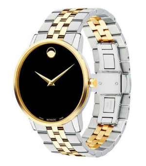 Movado Museum Classic Black Dial Two Tone Steel Strap Watch for Men - 0607200 Authentic Buy Shop Now