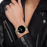 Movado Museum Classic Black Dial Two Tone Steel Strap Watch for Men - 0607200 Authentic Buy Shop Now