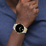 Movado Museum Classic Black Dial Two Tone Steel Strap Watch for Men - 0607200 Authentic Buy Shop Now