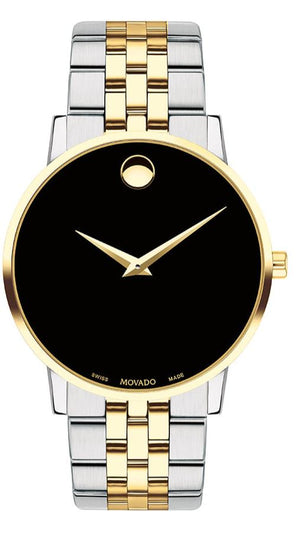 Movado Museum Classic Black Dial Two Tone Steel Strap Watch for Men - 0607200 Authentic Buy Shop Now