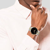 Movado Museum Classic Diamonds Black Dial Two Tone Steel Strap Watch for Men - 0607202 Authentic Buy Shop Now