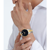 Movado Museum Classic Diamonds Black Dial Two Tone Steel Strap Watch for Men - 0607202 Authentic Buy Shop Now
