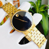 Movado Museum Classic Quartz Black Dial Gold Steel Strap Watch for Men - 0607203 Authentic Buy Shop Now