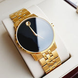 Movado Museum Classic Quartz Black Dial Gold Steel Strap Watch for Men - 0607203 Authentic Buy Shop Now