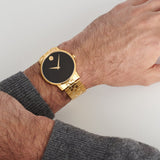 Movado Museum Classic Quartz Black Dial Gold Steel Strap Watch for Men - 0607203 Authentic Buy Shop Now