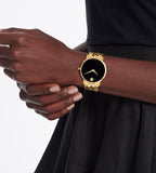 Movado Museum Classic Quartz Black Dial Gold Steel Strap Watch for Men - 0607203 Authentic Buy Shop Now