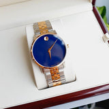 Movado Museum Classic Blue Dial Two Tone Steel Strap Watch for Men - 0607267 Authentic Buy Shop Now