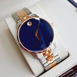 Movado Museum Classic Blue Dial Two Tone Steel Strap Watch for Men - 0607267 Authentic Buy Shop Now