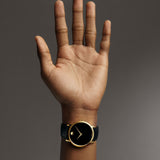 Movado Museum Black Dial Black Leather Strap Watch For Men - 2100005 Authentic Buy Shop Now