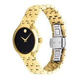 Movado Museum Classic Quartz Black Dial Gold Steel Strap Watch For Women - 0607005 Authentic Buy Shop Now