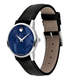 Movado Museum Blue Dial Black Leather Strap Watch For Men - 2100009 Authentic Buy Shop Now