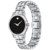 Movado Veturi Quartz Black Dial Silver Steel Strap Watch for Women - 0606338 Authentic Buy Shop Now
