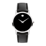 Movado Museum Black Dial Black Leather Strap Watch For Men - 606502 Authentic Buy Shop Now