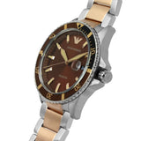 Emporio Armani Diver Quartz Brown Dial Two Tone Steel Strap Watch For Men - AR11340 Authentic Buy Shop Now
