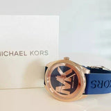 Michael Kors Janelle Three Hand Blue Dial Blue Rubber Strap Watch For Women - MK7140 Authentic Buy Shop Now