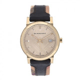 Burberry The City Gold Dial Black Leather Strap Watch for Men - BU9032 Authentic Buy Shop Now