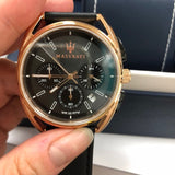 Maserati Trimarano Chronograph Black Dial Leather Strap Watch For Men - R8871632002 Authentic Buy Shop Now