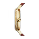 Michael Kors Catlin Champagne Dial Brown Leather Strap Watch for Women - MK2375 Authentic Buy Shop Now