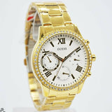 Guess Solar Chronograph Diamonds White Dial Gold Steel Strap Watch for Women - W1069L2 Authentic Buy Shop Now