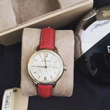 Burberry The Classic Gold Dial Red Leather Strap Watch for Women - BU10102 Authentic Buy Shop Now