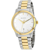Gucci G Timeless Silver Dial Two Tone Steel Strap Watch For Men - YA126474 Authentic Buy Shop Now