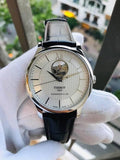 Tissot T Classic Tradition Powermatic 80 Open Heart Silver Dial Brown Leather Strap Watch for Men - T063.907.16.038.00 Authentic Buy Shop Now