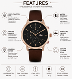 Lacoste Replay Chronograph Black Dial Brown Leather Strap Watch for Men - 2011257 Authentic Buy Shop Now