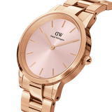 Daniel Wellington Iconic Link Pink Dial Rose Gold Steel Strap Watch For Women - DW00100335 Authentic Buy Shop Now