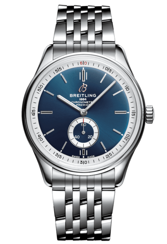 Breitling Premier Automatic 40mm Blue Dial Silver Steel Strap Watch for Men - A37340351C1A1 Authentic Buy Shop Now