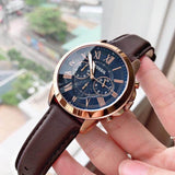 Fossil Grant Chronograph Blue Dial Brown Leather Strap Watch for Men - FS5068 Authentic Buy Shop Now