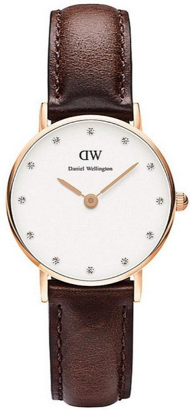 Daniel Wellington Classy Bristol White Dial Brown Leather Strap Watch For Women - DW00100062 Authentic Buy Shop Now