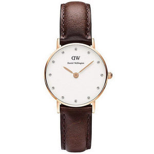 Daniel Wellington Classy Bristol White Dial Brown Leather Strap Watch For Women - DW00100062 Authentic Buy Shop Now