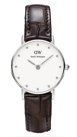 Daniel Wellington York White Dial Brown Leather Strap Watch For Women - DW00100069 Authentic Buy Shop Now