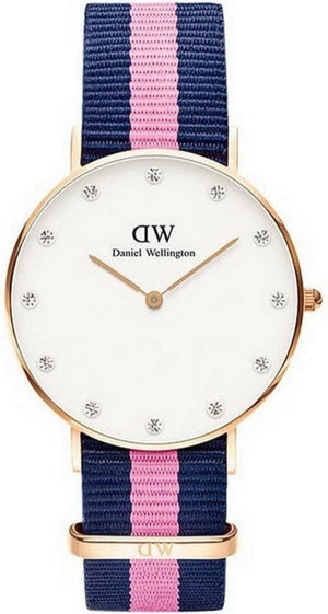 Daniel Wellington Classy Winchester White Dial Two Tone NATO Strap Watch For Women - DW00100077 Authentic Buy Shop Now