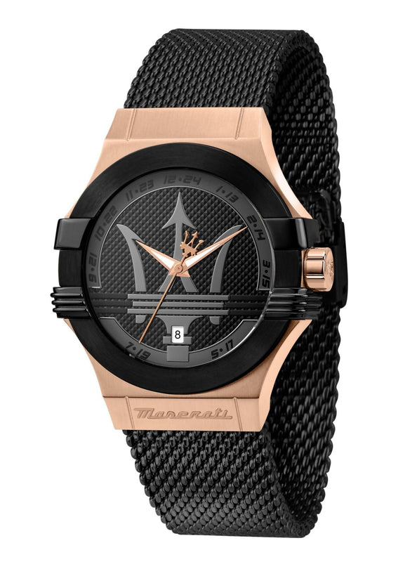 Maserati Potenza Black Mesh Bracelet Black Dial Watch For Men - R8853108010 Authentic Buy Shop Now