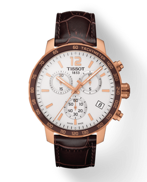 Tissot Quickster Chronograph 42mm White Dial Brown Leather Strap Watch For Men - T095.417.36.037.00 Authentic Buy Shop Now