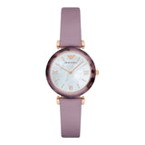 Emporio Armani Gianni Mother of Pearl Dial Purple Leather Strap Watch For Women - AR11003 Authentic Buy Shop Now