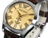 Emporio Armani Classic Quartz Beige Dial Brown Leather Strap Watch For Men - AR0646 Authentic Buy Shop Now