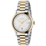 Gucci G Timeless Silver Dial Two Tone Steel Strap Watch For Men - YA126474 Authentic Buy Shop Now