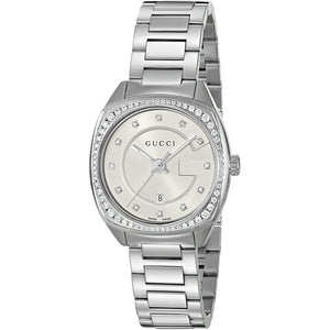 Gucci GG2570 Diamonds Silver Dial Silver Steel Strap Watch For Women - YA142505 Authentic Buy Shop Now
