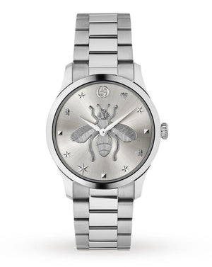 Gucci G Timeless Silver Dial Silver Steel Strap Watch For Women - YA1264126 Authentic Buy Shop Now