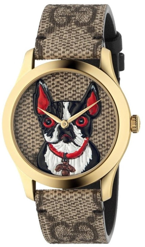 Gucci G Timeless Brown Dial Brown Leather Strap Watch For Women - YA1264056 Authentic Buy Shop Now