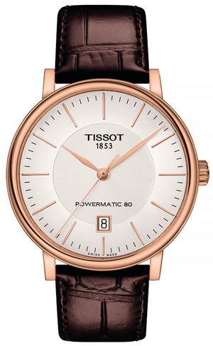 Tissot Carson Premium Powermatic 80 White Dial Brown Leather Strap Watch For Men - T122.407.36.031.00 Authentic Buy Shop Now