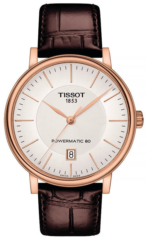 Tissot Carson Premium Powermatic 80 White Dial Brown Leather Strap Watch For Men - T122.407.36.031.00 Authentic Buy Shop Now
