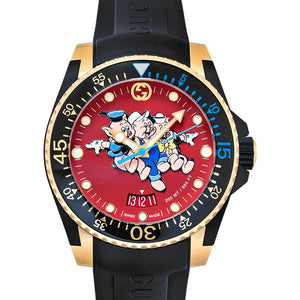 Gucci Dive Quartz Red Dial Black Rubber Strap Watch For Men - YA136325 Authentic Buy Shop Now