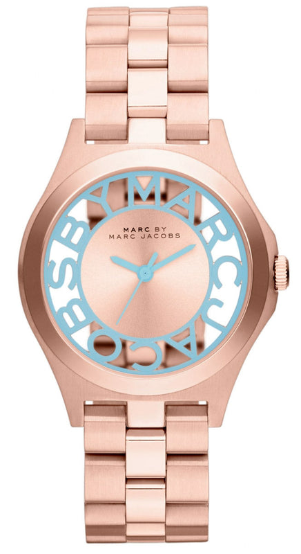 Marc Jacobs Henry Rose Gold Dial Rose Gold Steel Strap Watch for Women - MBM3296 Authentic Buy Shop Now