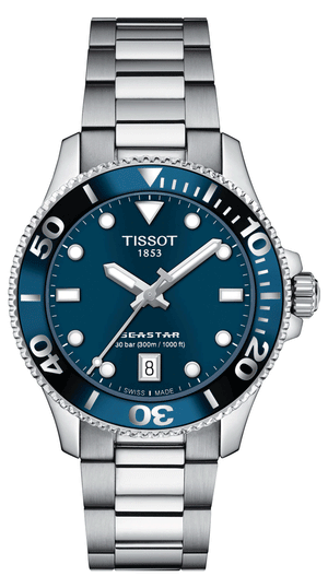 Tissot Seastar 1000 Lady Blue Dial Silver Steel Strap Watch For Women - T120.210.11.041.00 Authentic Buy Shop Now